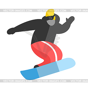 Snowboarder jumping pose on winter outdoor - vector clipart