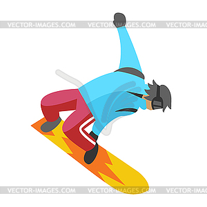 Snowboarder jumping pose on winter outdoor - vector EPS clipart