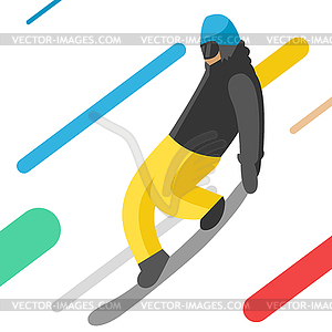 Snowboarder jumping pose on winter outdoor - stock vector clipart