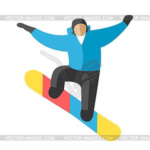 Snowboarder jumping pose on winter outdoor - vector image