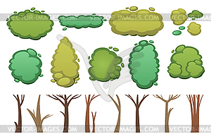 Nature cut tree collection elements - vector clipart