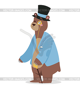 Cartoon bear business man portrait on background - vector clip art