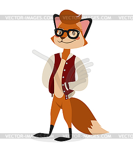 Fox boy hipster with glasses portrait - vector image