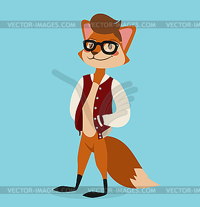 Fox boy hipster with glasses portrait - vector clipart