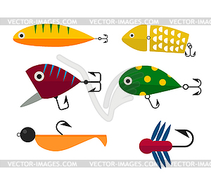 Рыбалка иконки - векторный рисунок