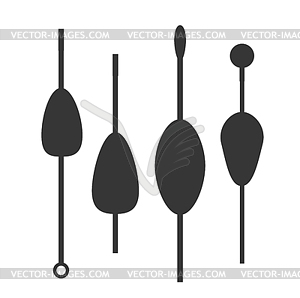Fishing bobbers flat icons - vector clipart