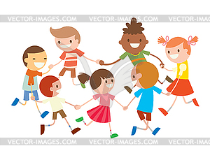 Children round dancing. Party dance in baby club - vector image