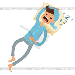 Sleeping man in bad - vector image