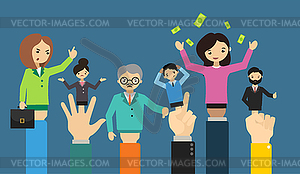 Businessman hand doll people different business - royalty-free vector clipart