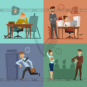 Business work time lag illusutration - color vector clipart