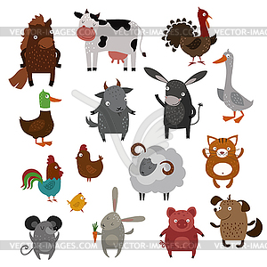 Farm animals pets cartoon - vector clipart