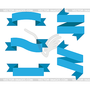 Collection of flat ribbon labels - vector image