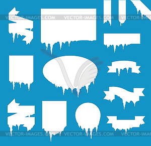 Collection of frozen icicle snow winter banner - vector image