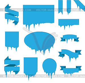 Collection of frozen icicle snow winter banner - vector clipart