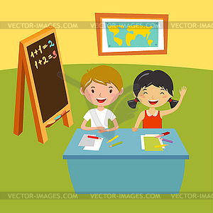 Kids school geography lessons - vector image