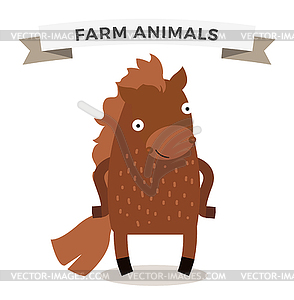 Cute cartoon horse - vector clip art