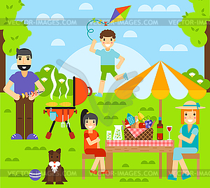 Friends friendship outdoor family dining people - vector image