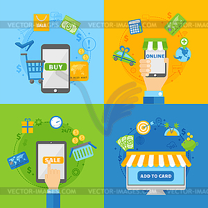 Computer shopping concepts of online payment method - royalty-free vector image