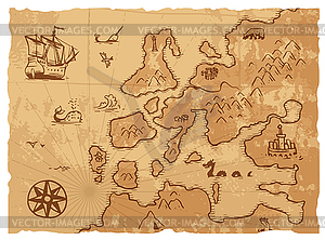 Old vintage retro ancient map antique geography - vector clip art