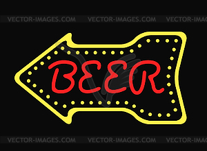 Neon bar cocktail pub sign glowing street - vector clipart