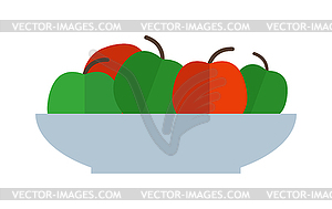 Свежий зеленый красные яблоки пластины здоровые свежий органический - изображение в векторном виде