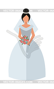 Woman wearing wedding white dress fashion bride gir - stock vector clipart