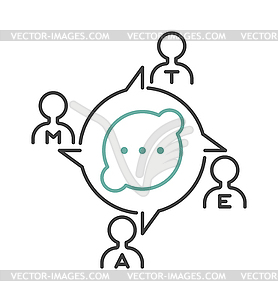 Teamwork business people teambuilding icon group - vector image