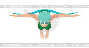 Dynamic and fit swimmer in cap breathing - vector clipart