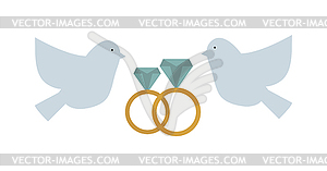 Doves couple with hearts icon - vector clip art