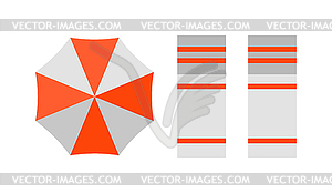 Beach top view with umbrella bright towels holiday - vector image