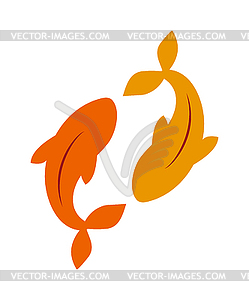 Gold fancy carp freshwater fish water animal lake - color vector clipart