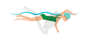 Dynamic and fit swimmer in cap breathing - vector clipart