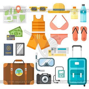 Summer vacation symbols beach travel holiday touris - vector image