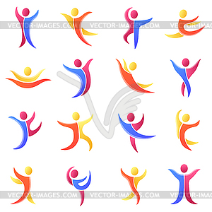 Silhouette different abstract people and twins icons - vector image