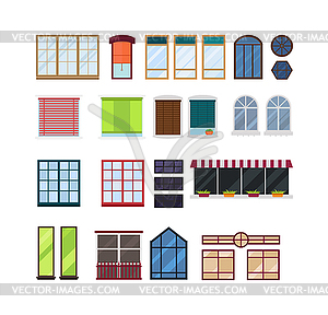 Different types house windows elements  - vector image