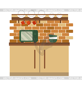 Kitchen interior flat style - vector image