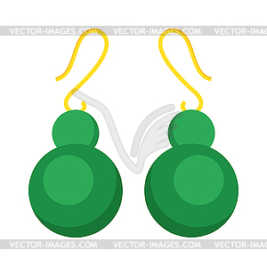 Green earrings beautiful accessory  - vector clipart