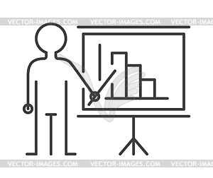 Presentation sign teacher icon man standing with - vector image