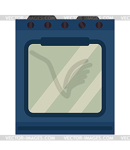 Blue kitchen stove appliance home cooking interior - vector clip art