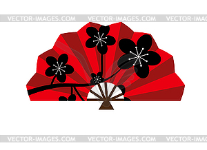 Красный шелк китайский вентилятор традиционный азиатский восточный - векторное изображение EPS