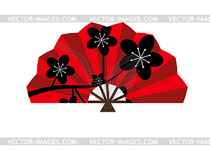 Red silk chinese fan traditional asian oriental - vector clipart