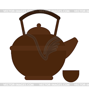 Stovetop whistling kettle kitchen teapot flat  - vector image