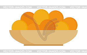 Fresh fruit citrus oranges on plate dinner vitamin - vector image