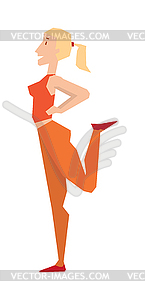 Young girl exercise healthy workout gym sport - vector clip art