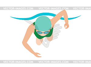 Dynamic and fit swimmer in cap breathing - vector clipart