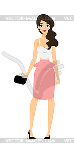 Full length portrait beautiful woman in elegant - vector clipart