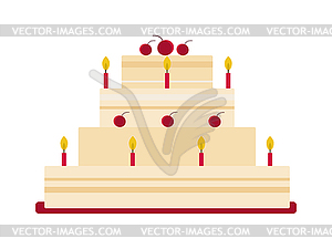 Chocolate cream birthday cake topped pie with - vector clipart