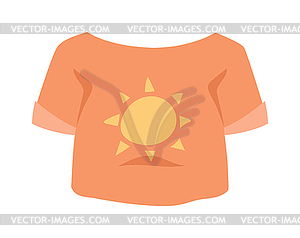 Graphic girls T-shirt design icon with sun - vector image