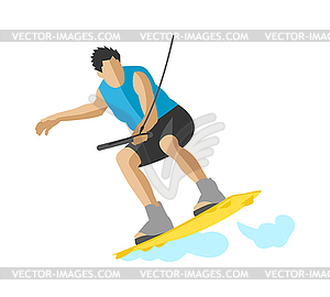 Man wakeboarding in action summer fun hobby - vector clip art