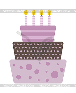 Chocolate cream birthday cake topped pie with - vector clip art